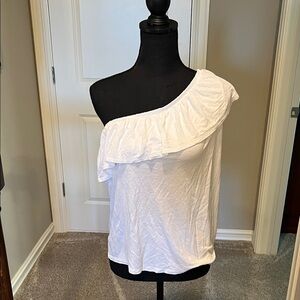 Old Navy White One-Shoulder Blouse. Excellent Condition Sz M